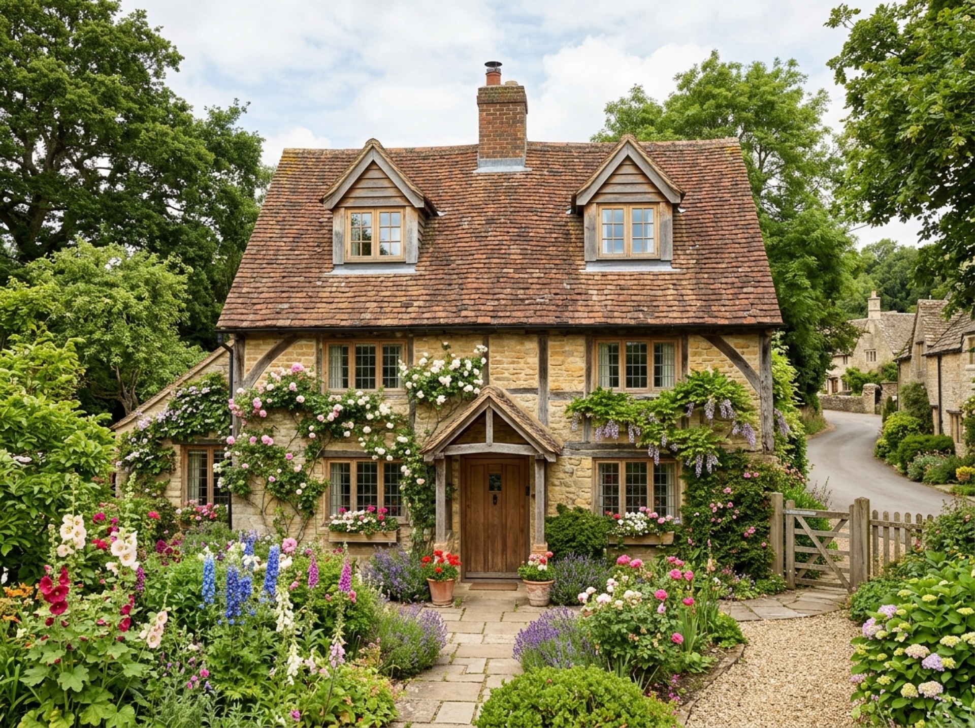 Village cottage with a loft conversion shown by two traditional dormers